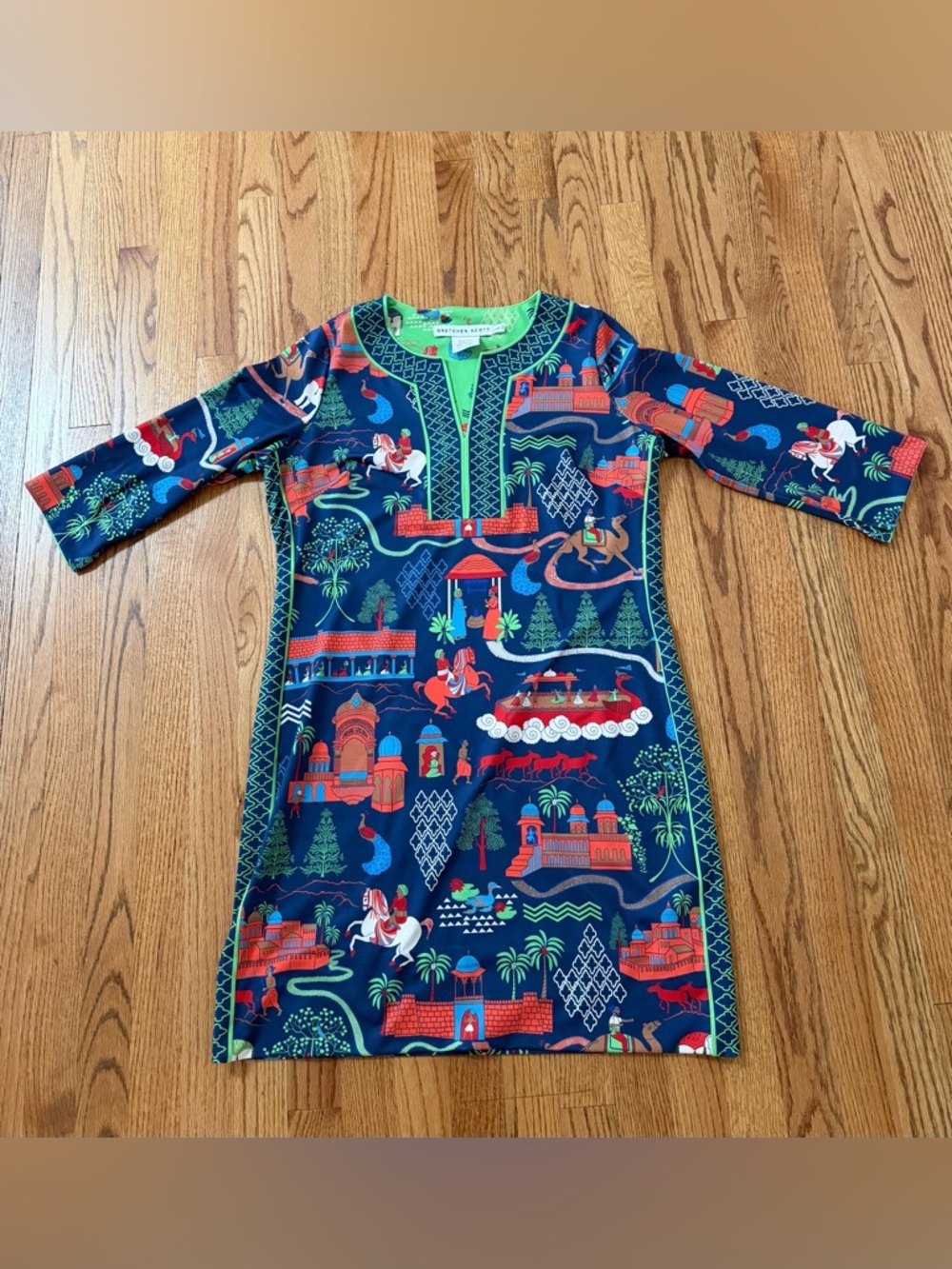 Gretchen Scott Jodphur Journal Split Neck Shift Dress